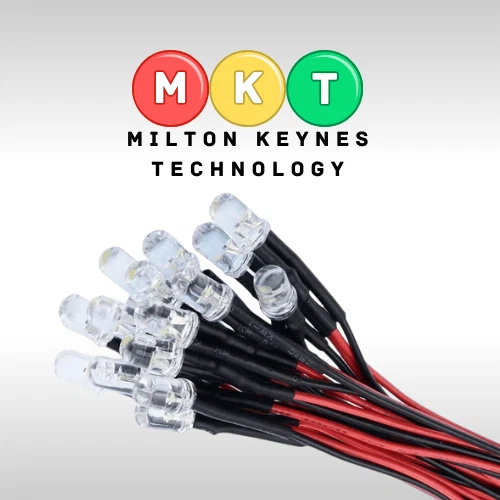 Pre-wired 12V clear LEDs with 200mm leads