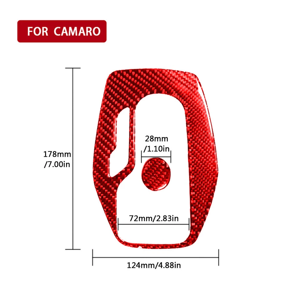 For Chevrolet Camaro 2017-19 Red Carbon Fiber Gear Shift Panel Frame Cover Trim Foto 2 de 4