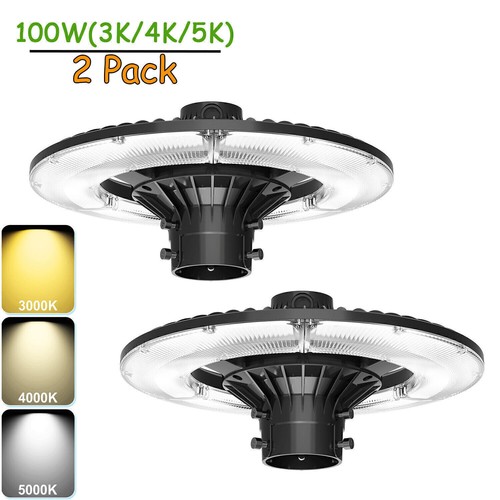 2Pack 100W Dusk to Dawn LED Post Top Lights 3000K-5000K Outdoor Landscape Lamp