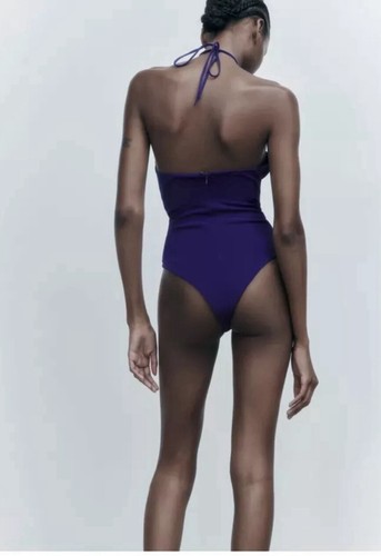 NWT Zara Bodysuit Tops Blue Halter 3D One Piece Y2k 90s Blogger XSmall. D7/6 - Picture 5 of 5