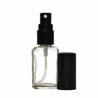 New Cologne Perfume Atomizer Square Glass Spray Bottle Black Sprayer oz  15ml