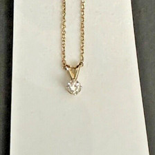 Diamond Solitaire 14k 16 inch, Necklace 4mm Natural White Round Diamond