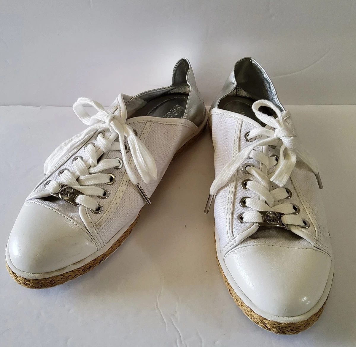 Michael kors white hotsell and silver sneakers