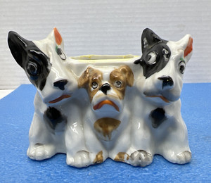 Vintage Japan Planter Three Scottie Dogs Planter Family Pet Dog Spot