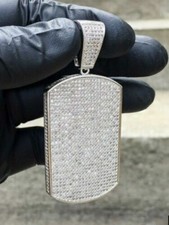 CHRISTMAS GIFT 2.5ct Lab Created Diamond Classy Dog Tag Charm Pendant 925 Silver