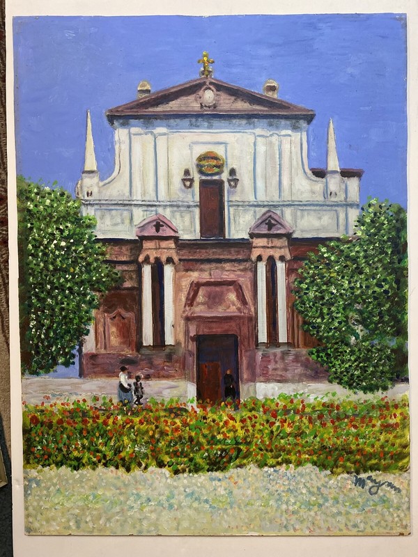 Oil Painting of a Jesuit Chapel in Chambery, France By Earl Mayan