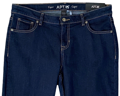 Apt. 9 Capri Jeans Size 12P Mid Rise Embellished Crop Denim Pockets Blue |  eBay