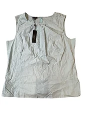 TALBOTS Women’s Lightweight Light Blue Solid Tank Blouse Size 16 NWT NEW