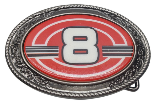 #8 Fibbia per cintura Dale Earnhardt Jr rossa e argento