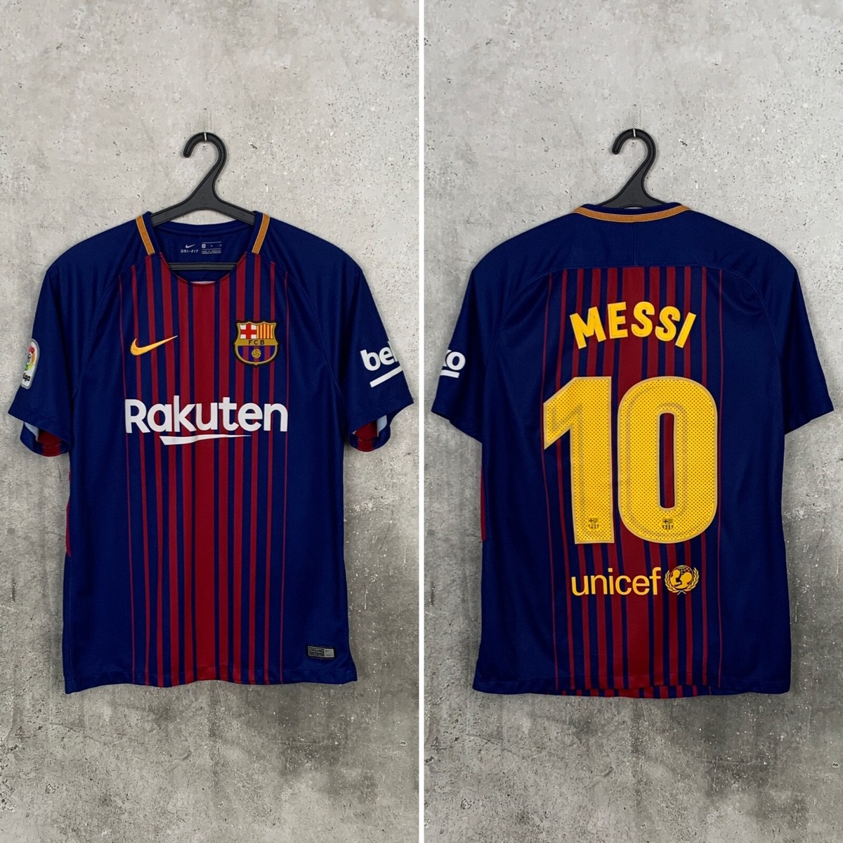BARCELONA 2017 2018 HOME FOOTBALL SHIRT #10 MESSI NIKE JERSEY SIZE