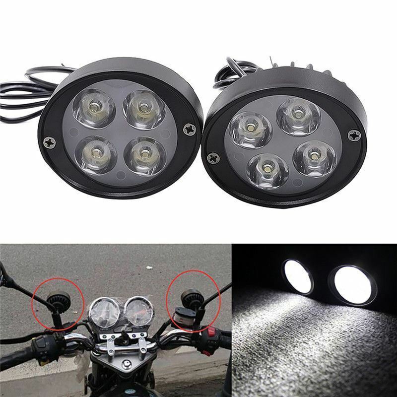 みつ New 4 LED Motorcycle Mirror Mount LED Driving Fog Spot Light