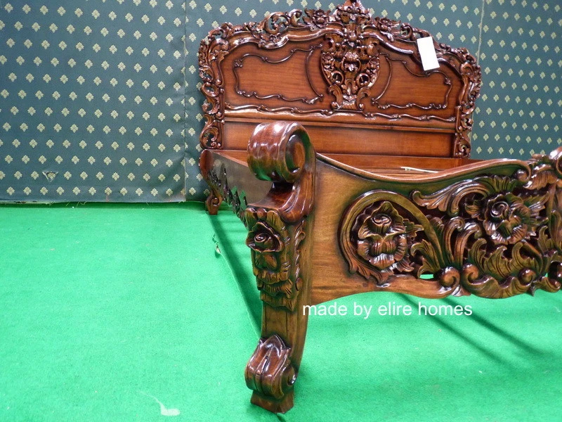 Muebles barrocos de diseño cama rococó francesa talla King a medida EE. UU. Foto 4 de 4