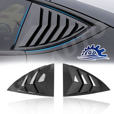 Rear Side Window Louvers Shades Cover For 20-24 Tesla Model Y Carbon Fiber Color