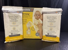 Medela Harmony Manual Breast Pump Shields, Bottle & Wipes Bundle New