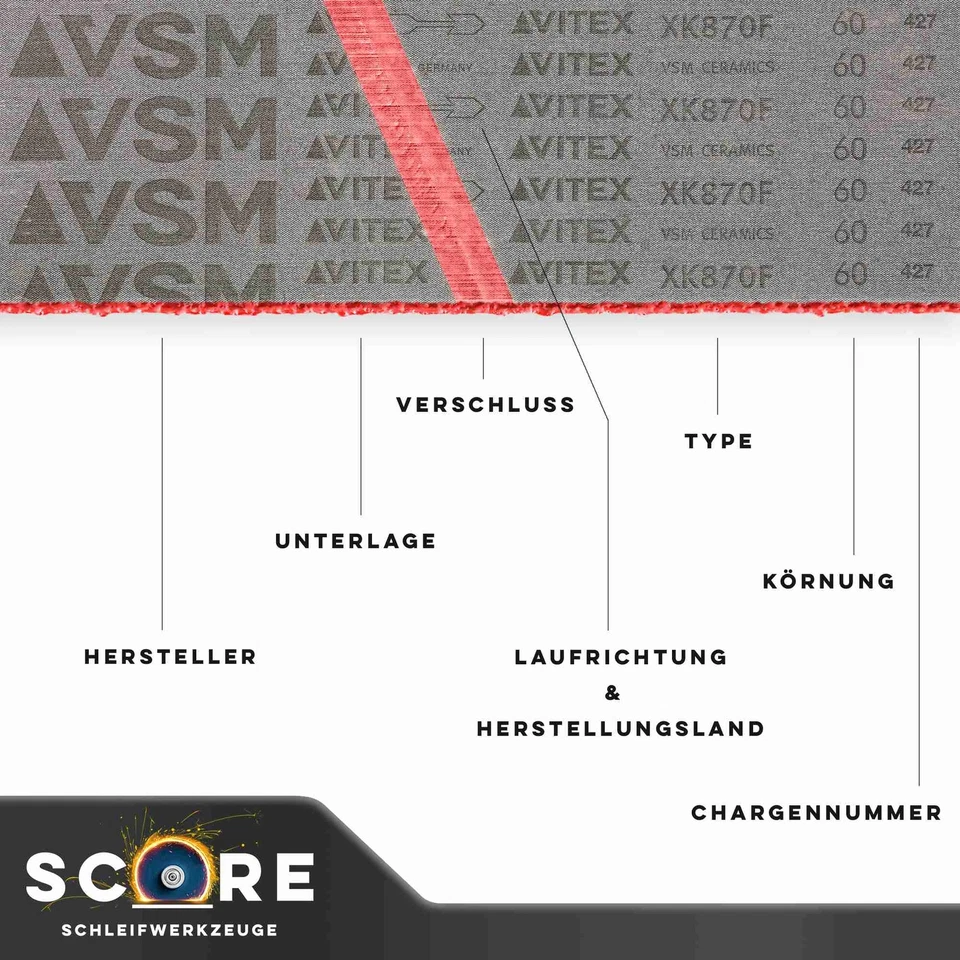 5x VSM Gewebe Schleifband Schleifbänder XK870F CERAMICS 150x2000 mm Körnung - Bild 2 von 4