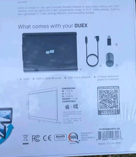 Mobile Pixels Duex Portable Laptop Monitor - New Sealed