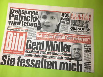 Bild newspaper, 08 November 1991, Bild newspaper, 08 November 1991, Gerd Müller