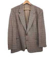 Vintage Valentino Uomo Plaid Tweed Wool Two Button Sports Coat Blazer Sz 42R