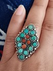 size 5, Native American Southwestern sterling silver 925 ring coral turquoise — photo 2