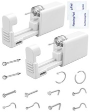 Nose Piercing Kit Disposable Nose Piercing Gun Kit with 2 Pcs Self Piercing Gun