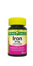 Spring Valley Prenatal Iron Supplement Tablets, 27 mg, 250 Count