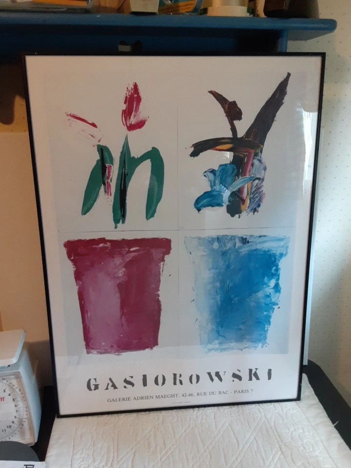 Impresión de póster enmarcado GERALD GASIOROWSKI Pots De Fleurs 21"x29" 1988 contemporáneo Foto 2 de 4