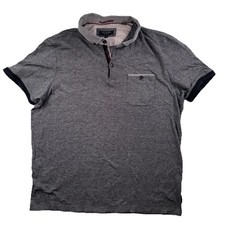 Ted Baker London Polo Tipped Pocket  Collar Men's Size 5 Cotton Gray Red Black