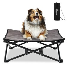 KINGCAMP ELEVATED DOG BED PORTABLE RAISED BEDS STABLE FOLDING DOG COT -BLACK
