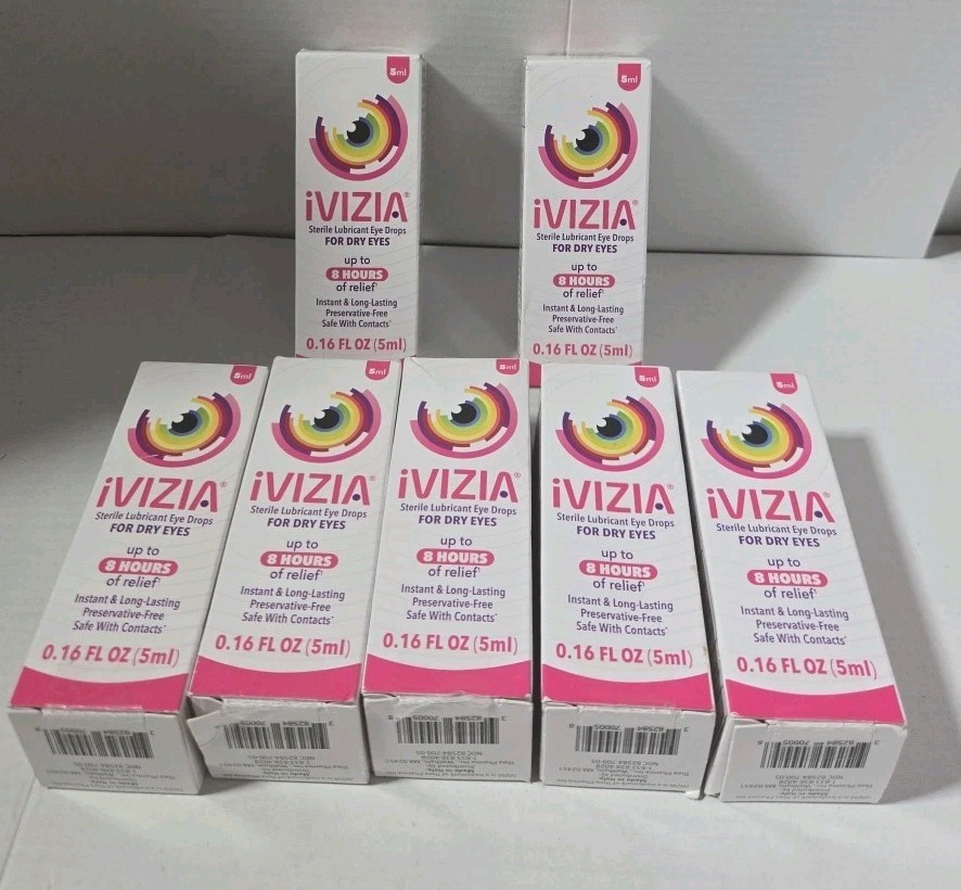 7 X Ivizia Sterile Lubricant Eye Drops For Dry Eyes,5mL Exp 9/26