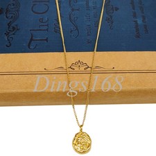 18K Yellow Gold Filled Tarnish-Resist Necklace Chain with Meteorite Oval Pendant
