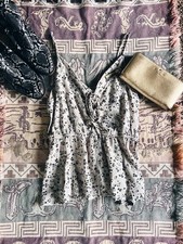 maurices Beige Black Animal Print Tie Front V...