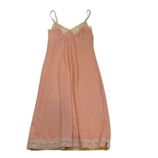 Vintage Rosalie Peach Lace Trim Slip Dress Size Medium