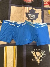 Nike Dri-FIT Men's Blue Boxer Briefs Underwear Size L Solid 2-Pack