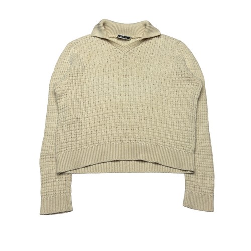 Jil Sander, Vintage Jil Sander Waffle Knit Johnny Collar Sweater Women's 38 Raf Simons Era