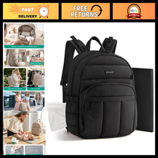Stylish Baby Diaper Bag with Waterproof Changing Pad, Multi-Functional, Black