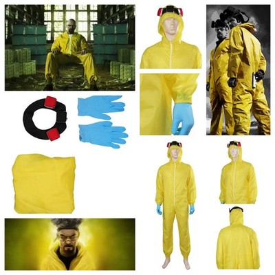 Breaking Bad: Walter White Cosplay Costume Yellow Lab Hazmat Jumpsuit full suits