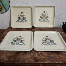 Set Of 4 Vintage Tin Pharmaceutical Pill Trays Merck Promo Diuril Dutch Art