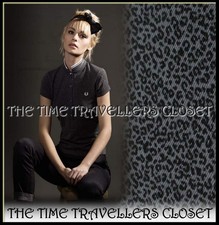 Fred Perry Amy Winehouse Trousers Black Grey Leopard Flood Length Turn Ups UK 8