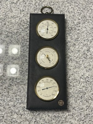 Vintage Pan Am Leather Barometer, Hygrometer, Thermometer - Germany - WORKS!!!