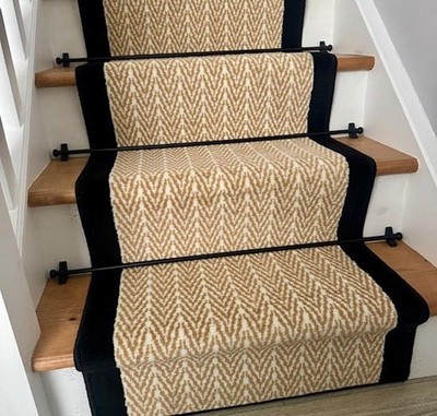 Herringbone Stair Runners Beige Black Border Very Long Dark Border Carpet Rugs