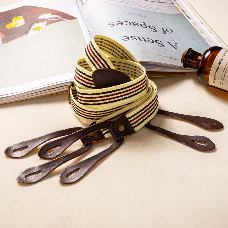 Traje Vintage Pantalones Tirantes Elásticos Elásticos Botones Rayas Tirantes Foto 2 de 4