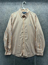 Ralph Lauren Shirt Men XL Orange Striped Button Down Custom Fit Oxford OCBD VTG