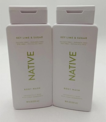 Native Body Wash Key Lime & Sugar 18 oz, Sulfate & Paraben Free, 2 Pack
