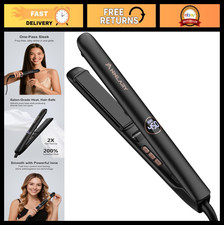 2-in-1 Hair Straightener Curler, 1" Flat Iron, Fast Heating, Ionic, Dual Volta