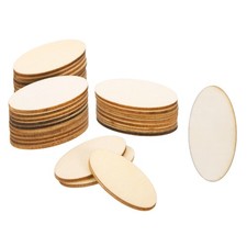 40x20x2mm Wood Pieces, 30 Pack Unfinished Oval Wood Shapes Wooden Cutouts