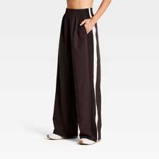 Women's Woven High-Rise Gingham Track Pants - All In Motion Brown M