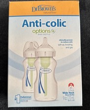 Dr. Brown's Anti-colic Options Wide-Neck Baby Bottle, 9 Once x2
