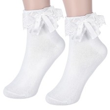 Women's White Frilly Ankle Socks 4 Count Size Women's 5-9 Ruffled Socks for W...