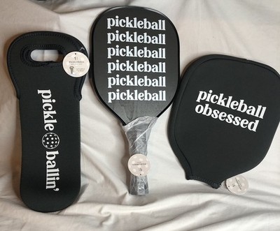 Target Bullseye PICKLEBALL OBSESSED Neoprene Paddle & Case Cover 3 Pc Set NEW