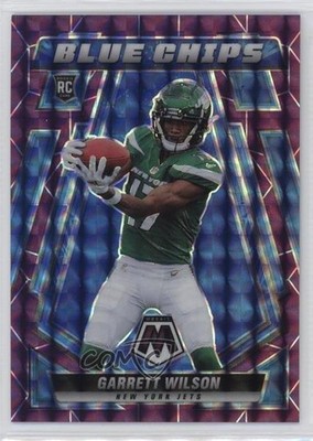 2022 Panini Mosaic Blue Chips Purple Prizm 27/49 Garrett Wilson Rookie RC 0y9y